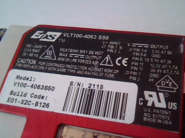 EOS Quad DC Power Supply VLT100-4063 S50 3.3, 5, 12 , -28.8 - image 2