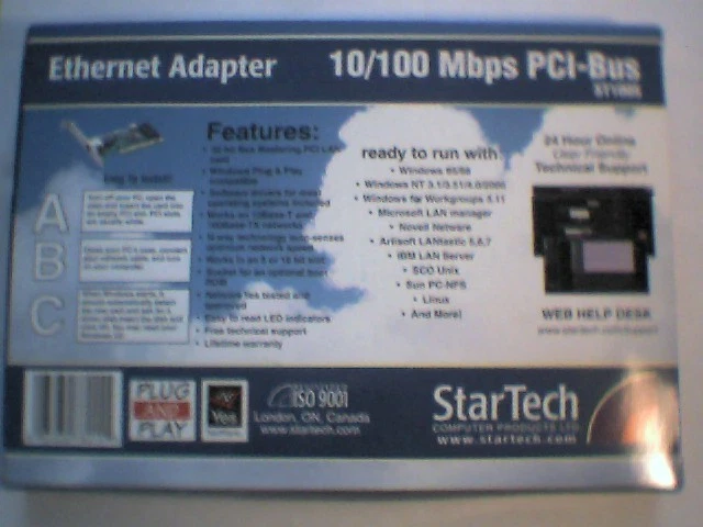 PCI Ethernet Card StarTech ST100S 10/100 NEW in Box NIB - image 3