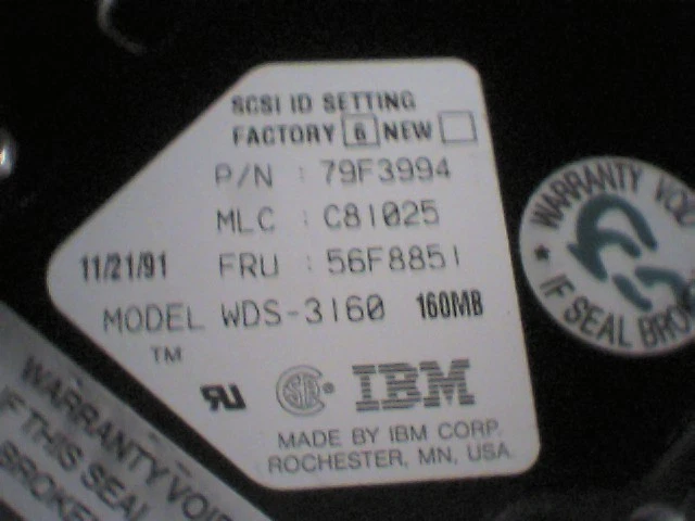 SCSI Hard Disk IBM WDS-3160 79F3994 C81025 56F8851 50-pin 160MB - image 5