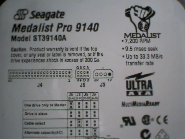 Hard Drive Disk HDD IDE Seagate Medalist Pro 9140 ST39140A UltraATA 7200RPM - image 3