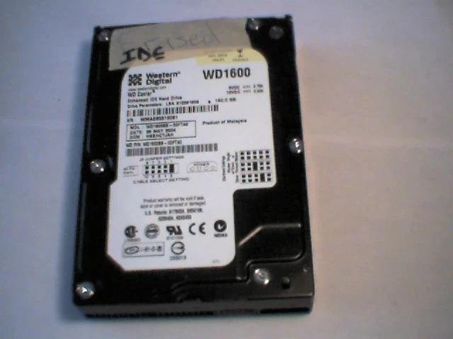 Hard Drive Disk HDD IDE WD Caviar WD1600 160GB WD1600BB-00FTA0 26 MAY 2004