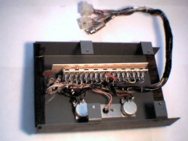 Steel Project Control Panel 9 Push Buttons 2 Potentiometer Dials Wood Grain RCA - image 3