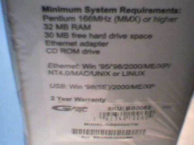 SEALED Gnet ADSL Ethernet / USB BB0062 GBB0062B/TM External Modem - image 5
