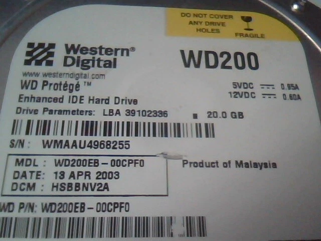 Hard Drive IDE Western Digital Protege WD200 WD200EB-00CPF0 2060-001113-001 - image 2
