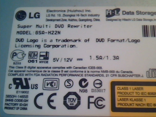 DVD Drive Rewriter LG Super Multi GSA-H22N 1.01 October 2006 - image 4