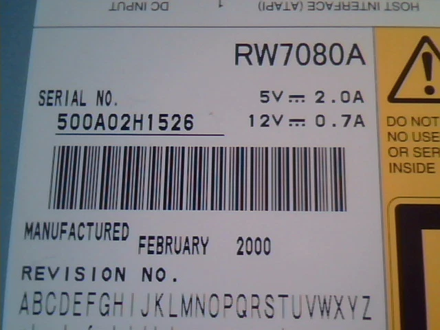 CD Drive Rewritable RW7080A February 2000 Ricoh BBP7080A ATAPI - image 2