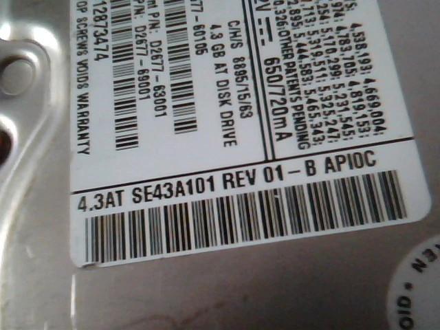 Hard Drive IDE Quantum Fireball SE 4.3AT SE43A101 D2677-60105 01-B API0C - image 3