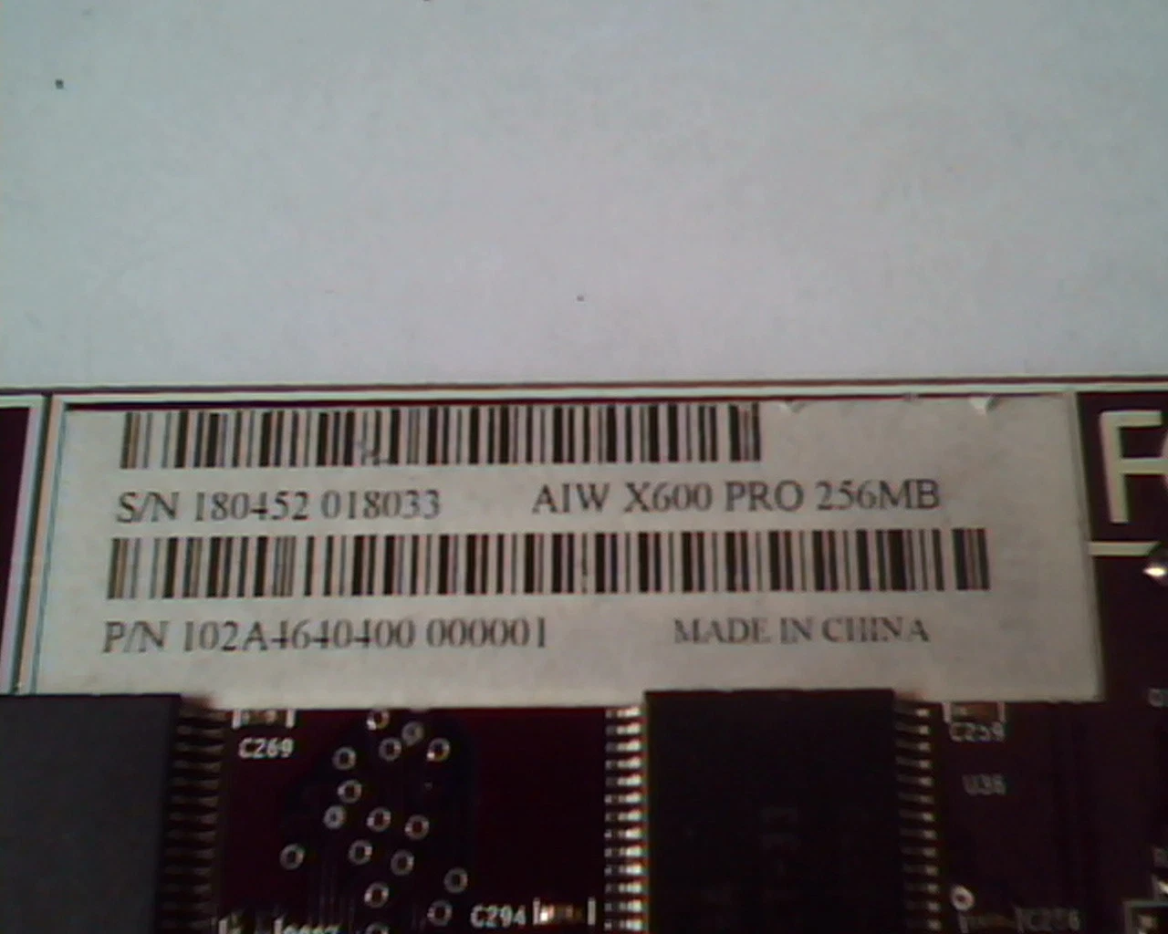 PCI-E express card ATI 109-A46404-00 AIW X600 Pro 256MB ATI 10 DVI VGA - image 3