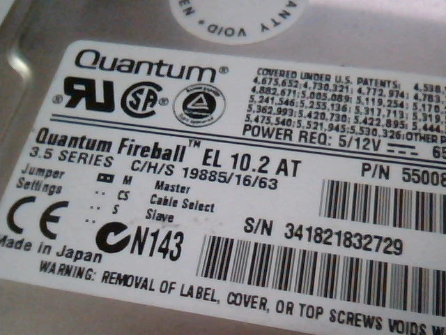 Hard Disk Drive IDE Quantum Fireball EL 10.2 AT 5500806 EL10A2F1 EL10A012 01-B - image 2