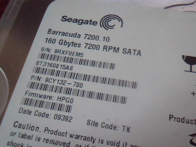 Hard Drive SATA Seagate Barracuda 7200.10 ST3160815AS 9CY132-780 482481-001 - image 2