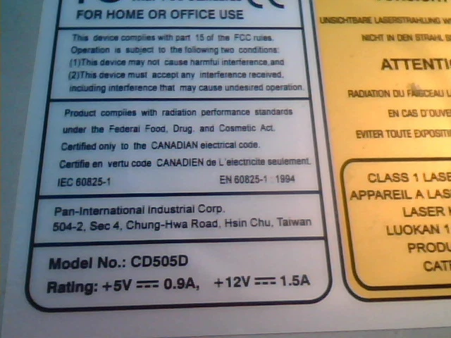 CD Drive IDE CD505D Pan-International Industrial 50X max July 2000 - image 3