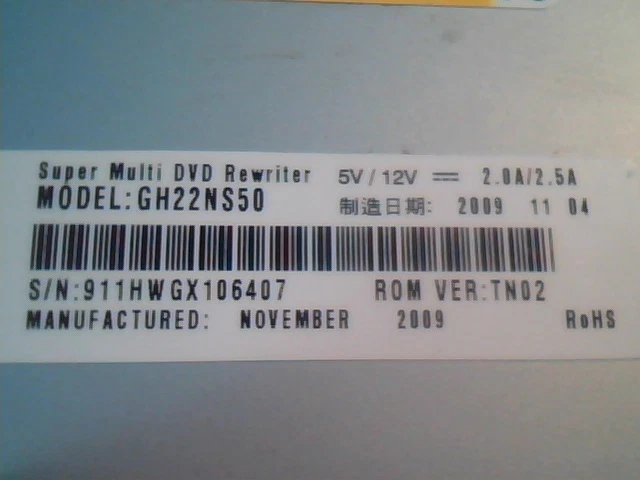 SATA Drive Super Multi DVD Rewriter GH22NS50 TN02 November 2009 LG - image 2