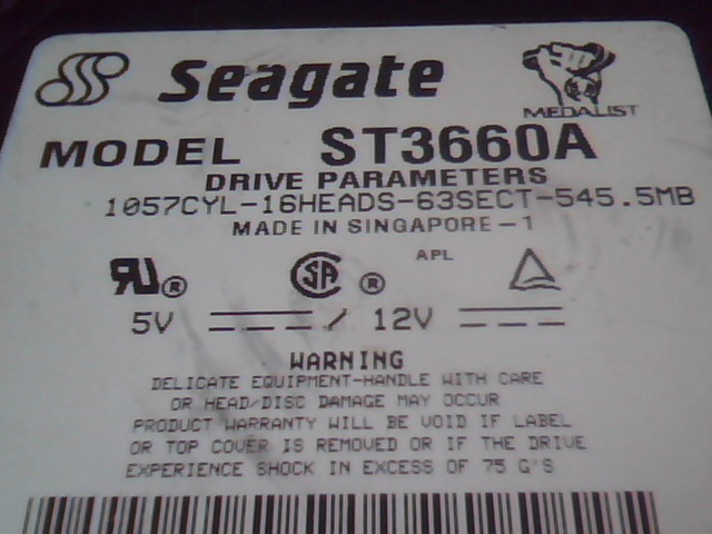 Hard Drive IDE Disk Seagate Medalist ST3660A 958002-404 04-4.02