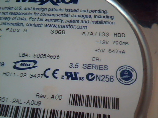 Hard Drive IDE Maxtor DiamondMax Plus DELL 02W648 30GB NAR61590 60058656 - image 3