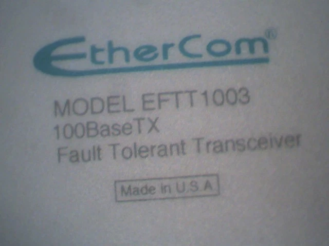 Ethercom Model EFTT1003 Fault Tolerant Transceiver 100 - image 3