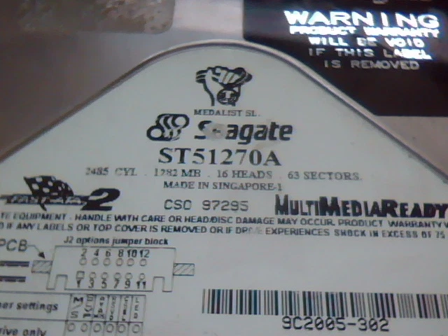 Hard Disk Drive IDE Seagate ST51270A CSO Medalist SL FastATA 9C2005-302 - image 2