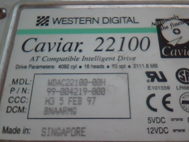 Hard Disk Drive IDE WD Caviar 22100 WDAC22100-00H 99-004219 BNAARMG - image 2