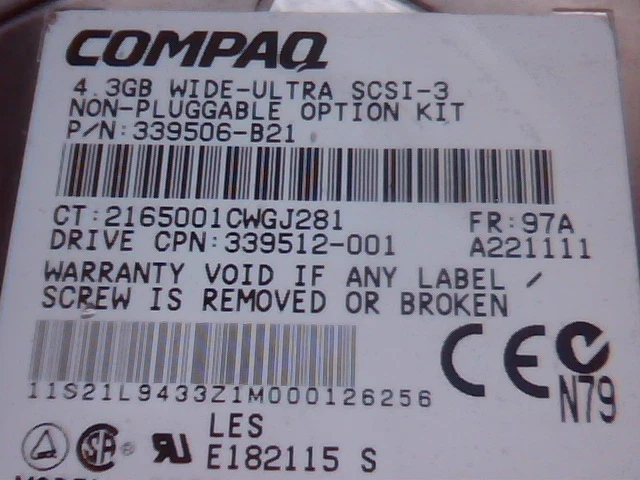 Hard Disk Drive SCSI Compaq 242606-001 DDRS-34560 4.3GB F21432 21L9433 - image 3