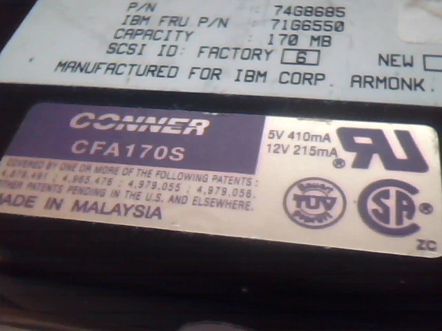 Hard Drive SCSI Conner CFA170S 50-pin 74G8685 71G6550 94018-003 - image 2