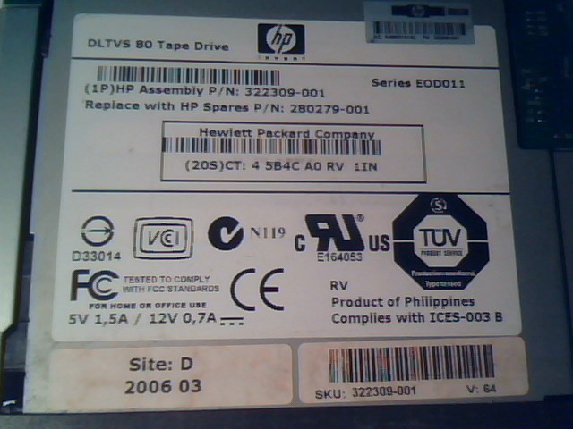 HP DLT VS 80 40/80 SCSI Tape Drive 322309-001 280279-001 EOD011 Internal - image 5