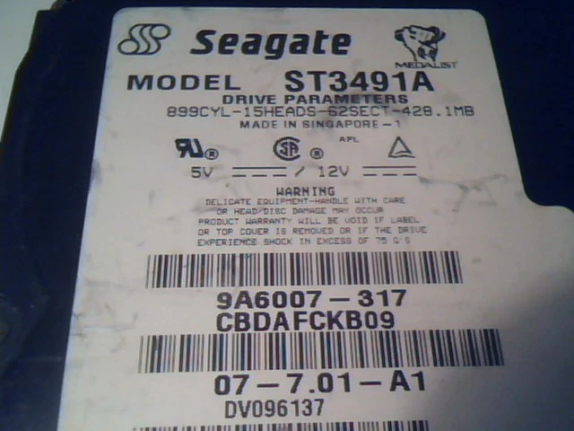 Hard Disk Drive Seagate Medalist ST3491A IDE ATA 429MB 9A6007-317 HDD - image 4