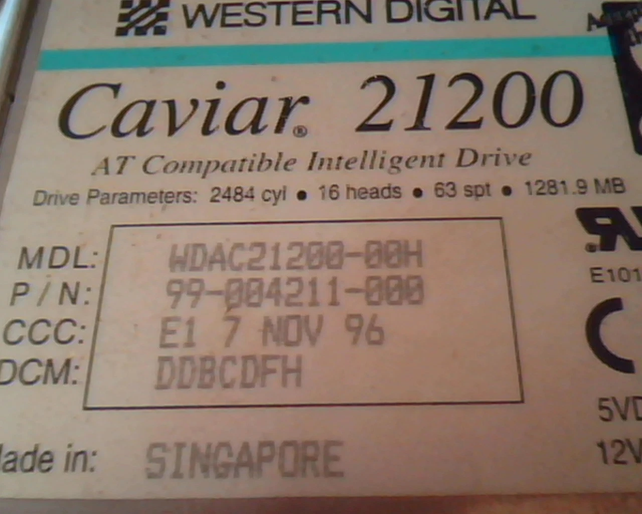 Hard Drive Disk IDE Western Digital Caviar 21200 WDAC21200-00H 99-004211-000 - image 2