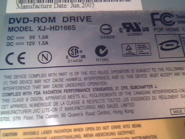 DVD-ROM Drive JVC-LiteOn XJ-HD166S IDE ATA 40-pin - image 2