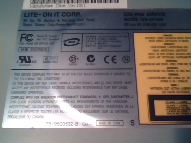 CD-RW Drive Lite-ON LTR-24102B IDE ATA 40-pin Re-Writable 24x10x40X - image 3