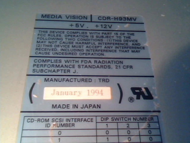 CD-ROM Drive Media Vision CDR-H93MV SCSI 50-pin Interface - image 2