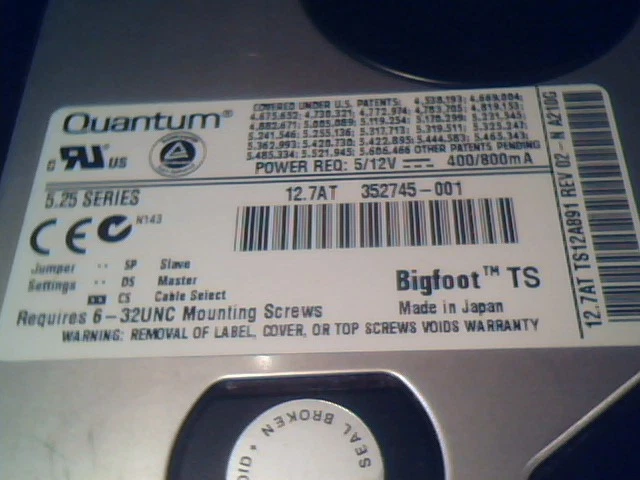 Hard Disk Drive Quantum Bigfoot TS 12.7AT 352745-001 TS12A891 IDE AT ATA 40-pin - image 4