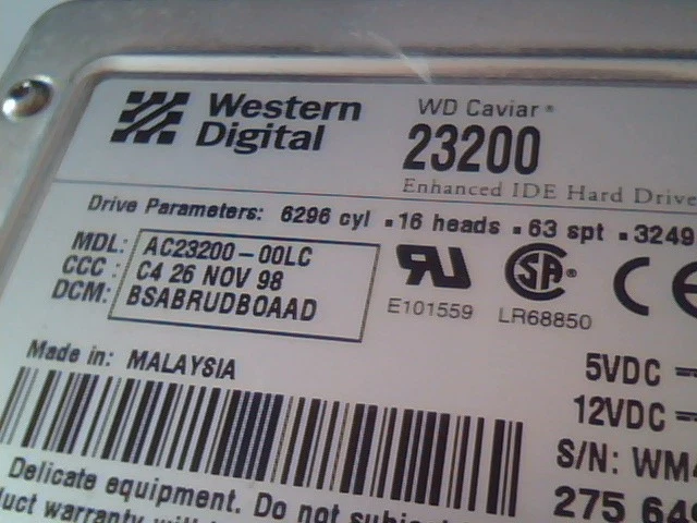 HDD Drive Western Digital WD Caviar 23200 AC23200-00LC -00LCC4 - image 2