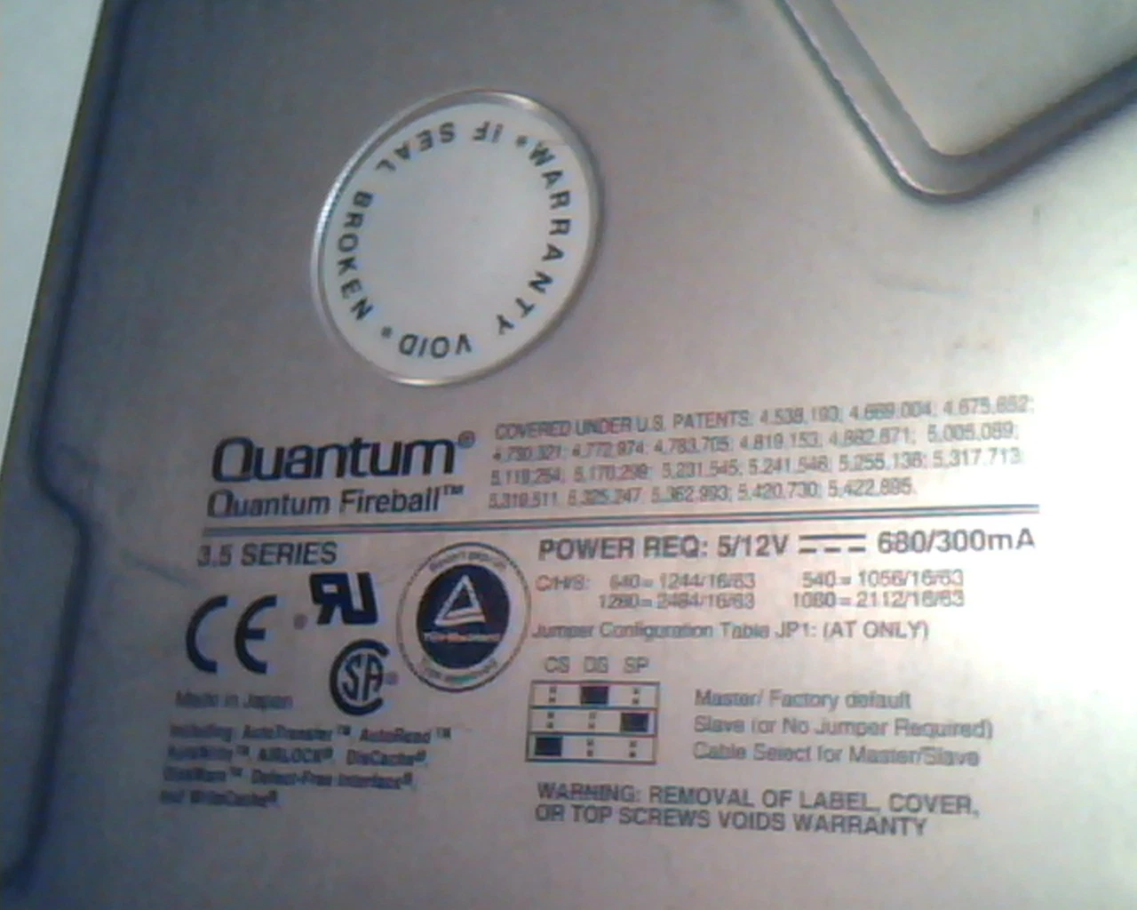 Hard Disk Drive IDE Quantum Fireball FB12A012 01-A 1280AT HDD 3.5 - image 2