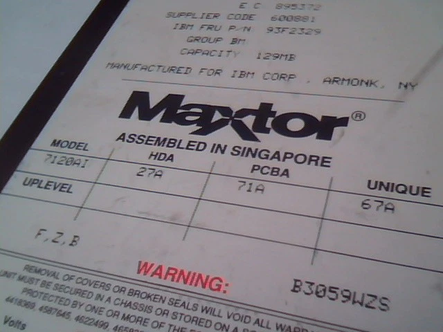 Hard Disk Drive Maxtor 7120AI 27A 71A 55X0524 93F2329 - image 2