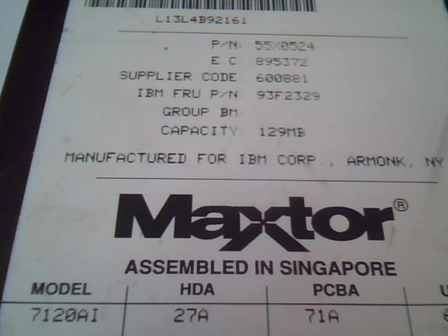 Hard Disk Drive Maxtor 7120AI 27A 71A 55X0524 93F2329 - image 3