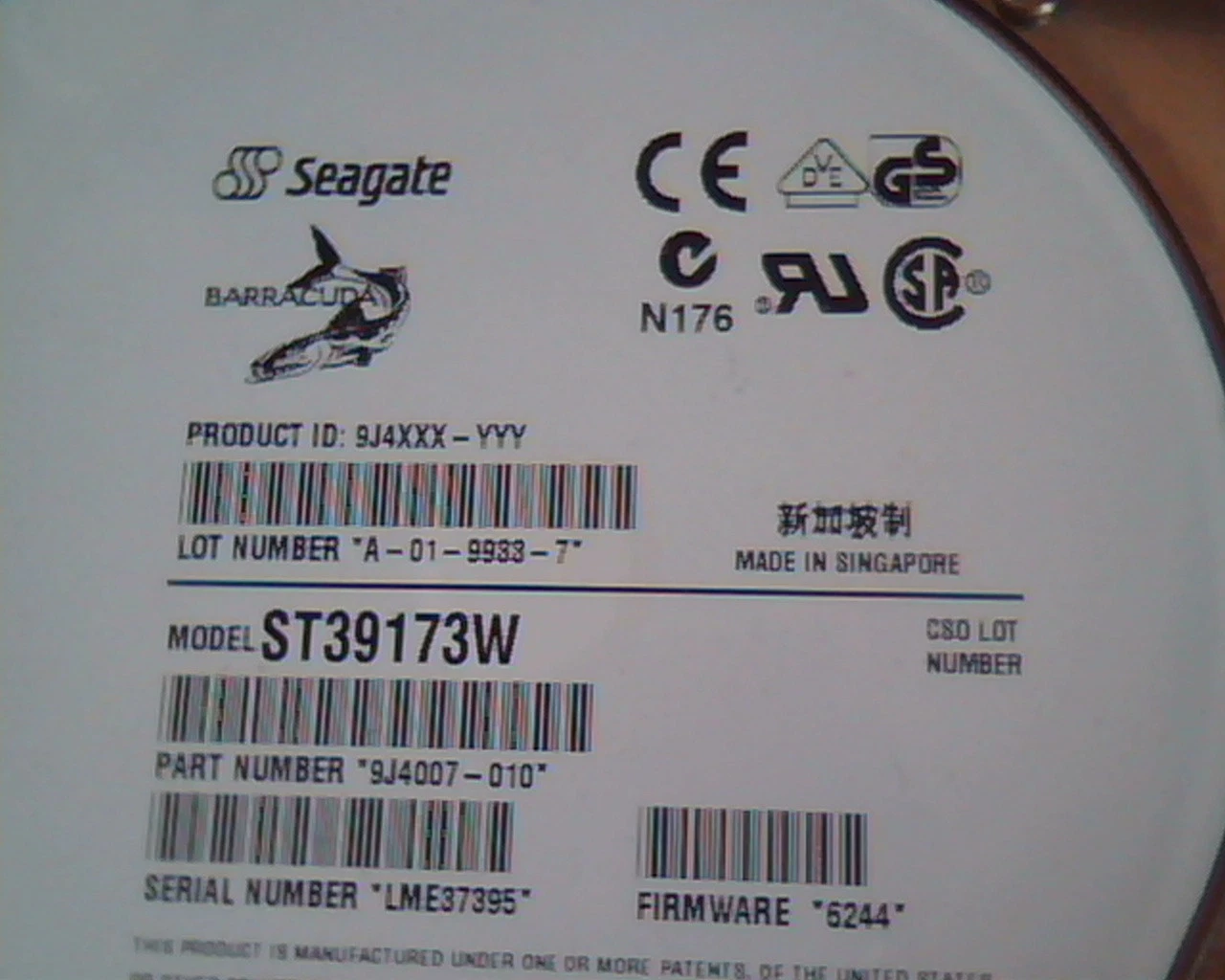 Hard Disk Drive SCSI Seagate Barracuda ST39173W A-01-9933-7 9J4007-010 6244 - image 2