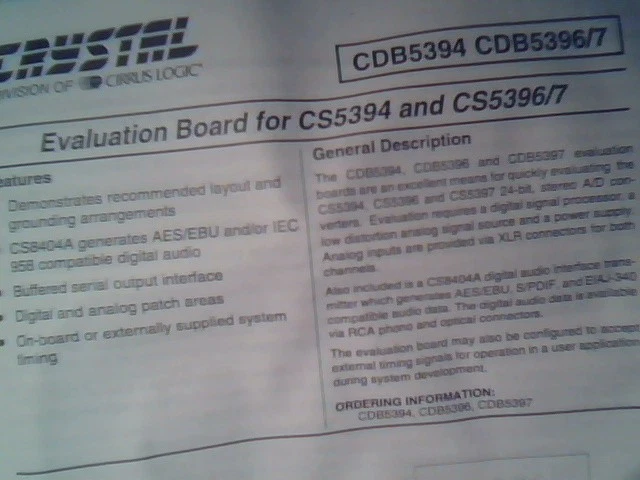 Crystal CDB5397 Evaluation Board Kit Development Prototype 24-bit Stereo Sound - image 3