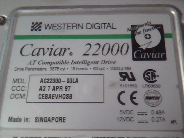 Hard Drive IDE Disk Western Digital Caviar 22000 AC22000-00LA CEBAEVHOSB