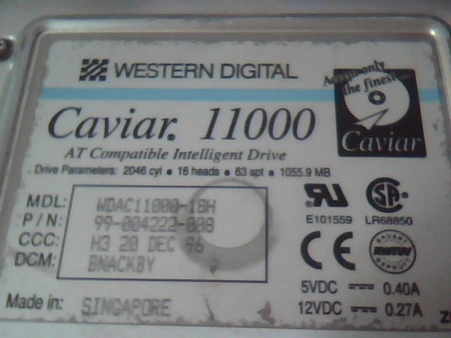 Hard Drive IDE Disk Western Digital Caviar 11000 WDAC11000-18H 99-004222-008