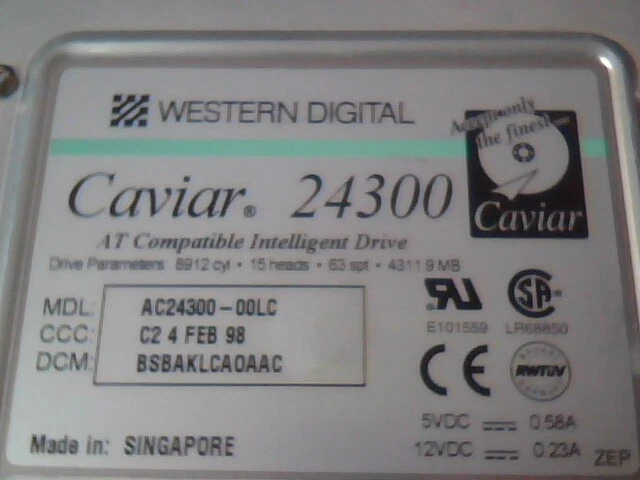 Hard Drive IDE Disk Western Digital Caviar 24300 AC24300-00LC BSBAKLCAOAAC