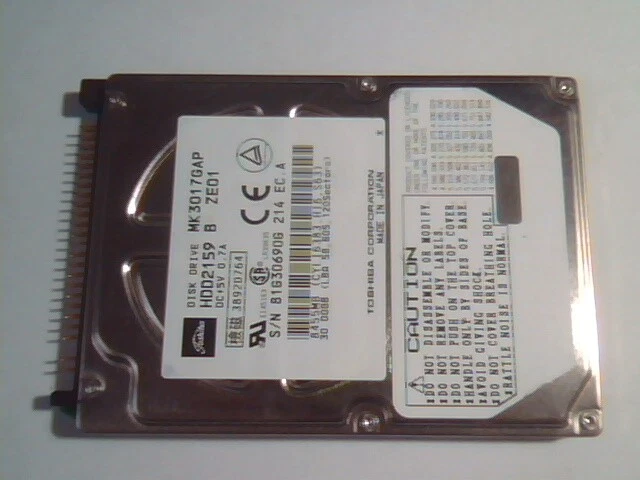 2.5 Hard Disk Drive IDE Toshiba MK3017GAP HDD2159 B ZE01 8455MB