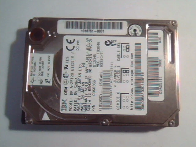 2.5 in Hard Disk Drive IDE IBM DPLA-25120 E182115 F 00K0366 F03046