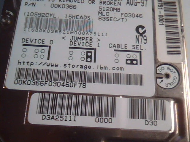 2.5 in Hard Disk Drive IDE IBM DPLA-25120 E182115 F 00K0366 F03046 - image 3