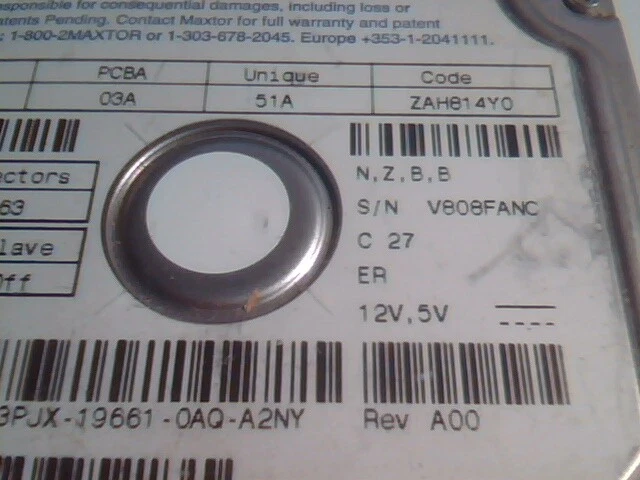 Hard Drive Disk IDE Maxtor 98196H8 08A 03A 51A ZAH814Y0 053PJX - image 3