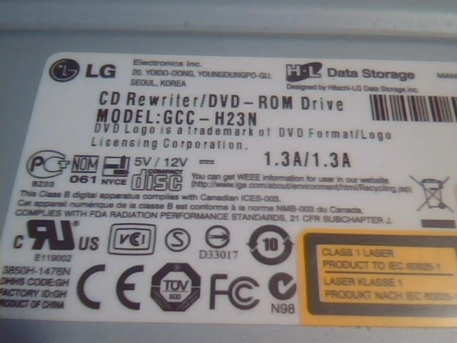 LG CD Rewritable DVD-ROM Drive GCC-H23N 1.00 April 2007 - image 2