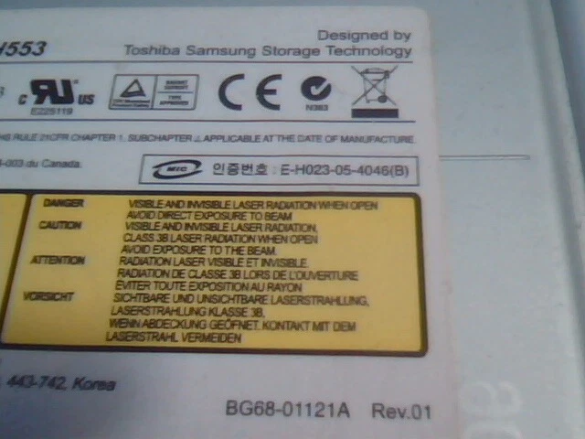 Toshiba Samsung DVD Writer TS-H553 September 2006 A01 DEWH SATA CD - image 3