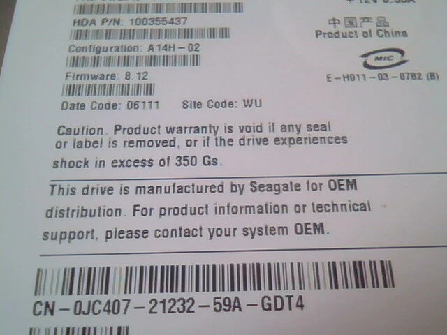 SATA Hard Disk Drive Seagate Barracuda ST340014AS 9W2015633 100355437 A14H02 - image 3