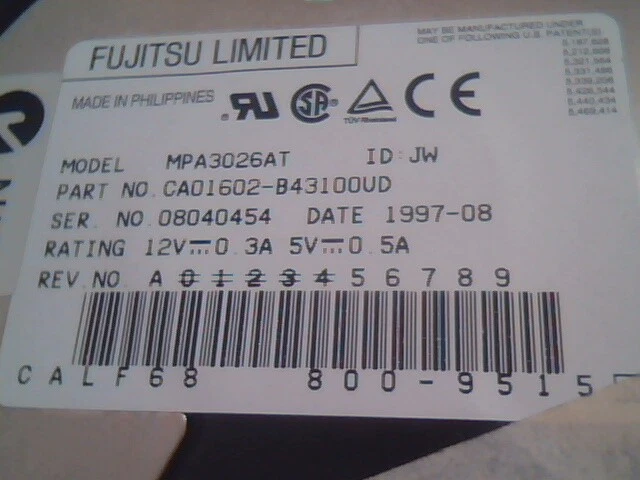 IDE Hard Disk Drive Fujitsu MPA3026AT CA01602-B43100VD 800-9515 - image 2