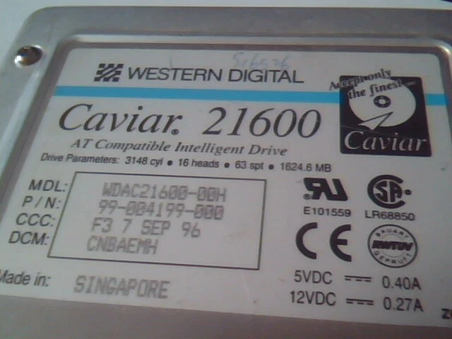IDE Hard Disk Drive Western Digital Caviar 21600 WDAC21600-00H 99-004199-000 - image 2