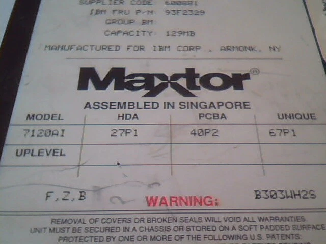 IDE Hard Disk Drive Maxtor 7120AI 27P1 40P2 67P1 93F2329 55X0524 - image 3