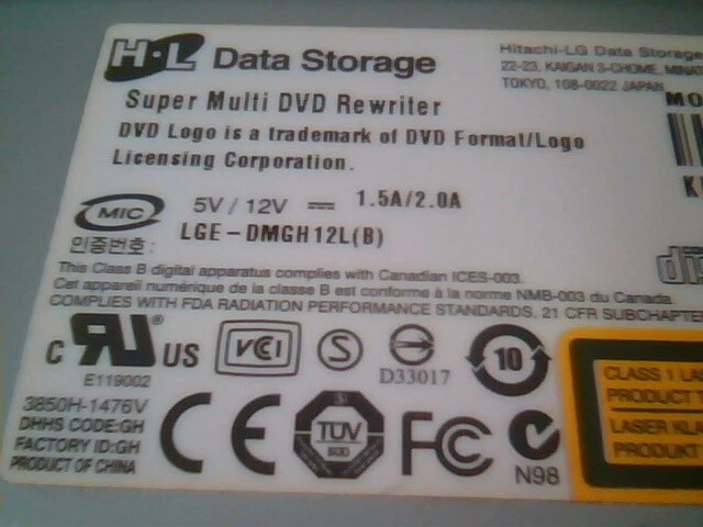 DVD Drive - HL Super Multi DVD Rewriter GH15F 2008 EG00 Labelflash CD - image 4